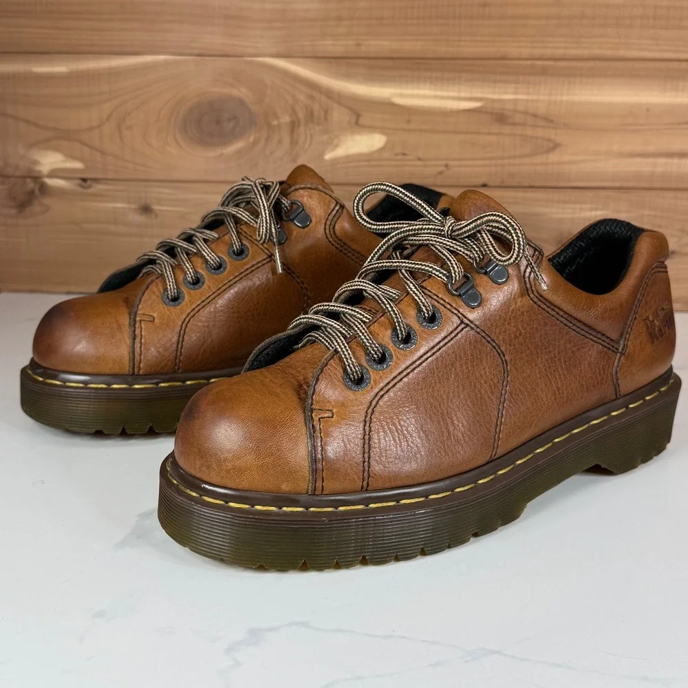 Vintage Dr. Martens 10940 Tan Brown Leather Platform Chunky Shoes Mens 9 Oxford